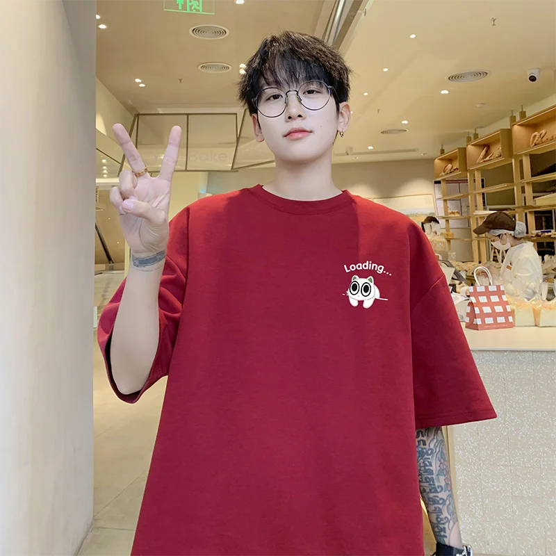 Men's T-shirts Oversized Summer Casual Wear 3XL White Cotton Tshirt for Men Funny Anime Print Men Tee Shirts New Clothes