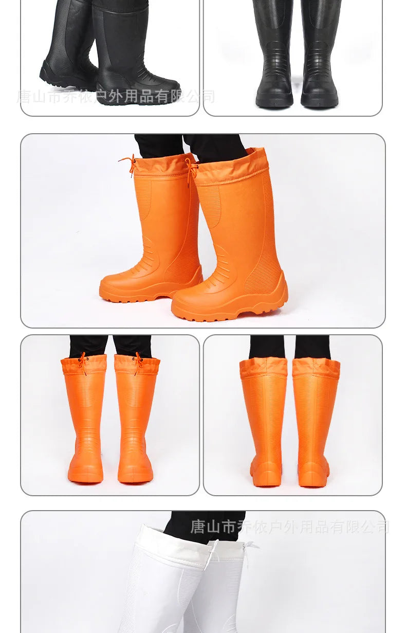 Men's Women's High-End Rain Boots Closed Rainproof and Waterproof Short and Mid.Calf Length Non-Slip Drawstring Rubber Boots