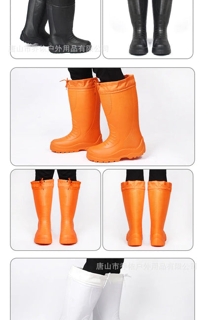 Men's Women's High-End Rain Boots Closed Rainproof and Waterproof Short and Mid.Calf Length Non-Slip Drawstring Rubber Boots