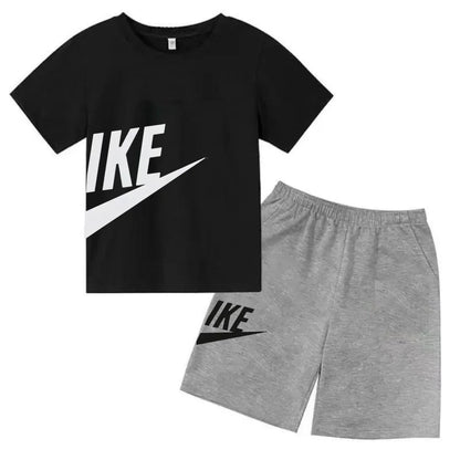 Summer Short Sleeve T Shirt +shorts 2 Piece Set Children Clothes Luxury Brand Print Sport Casual Fashion Boy Girl Kid Tracksuit