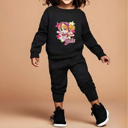 Printed Girls Pullover and Trousers Two Piece Sets Autumn Kids Casual Hoodies Set Spring Fall Children Sweatsuits New