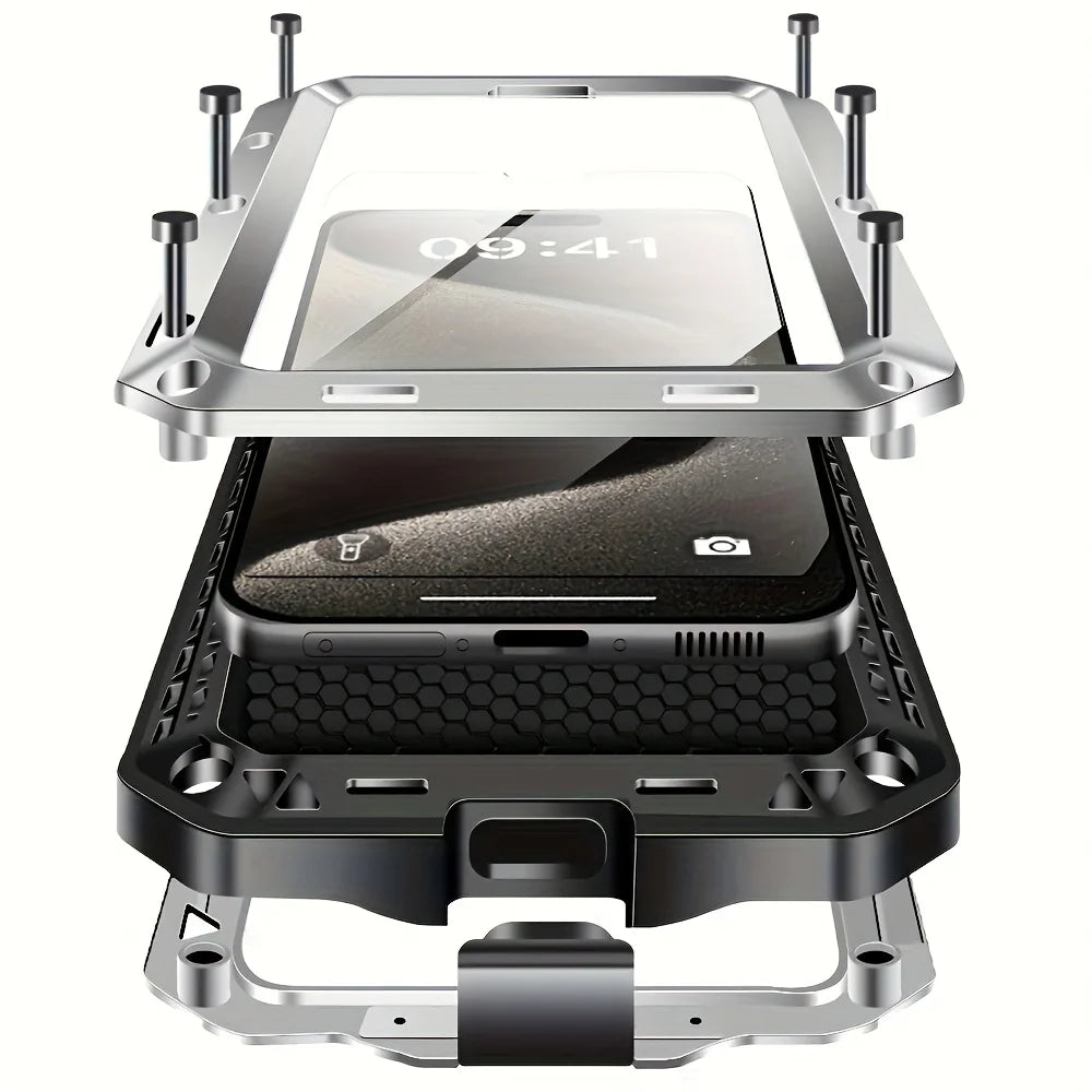 Metal Doom Armor Case for iPhone 17 16 15 14 13 Pro Max 360 Full Body Shockproof Armour Protective Cover