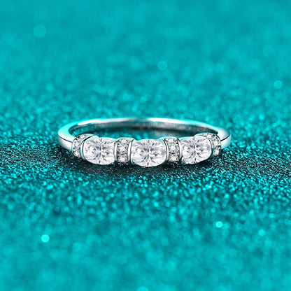Oval Cut Full Moissanite Ring for Women 925 Sterling Silver with White Gold Plated Lab Diamond Wedding Gemstone Rings