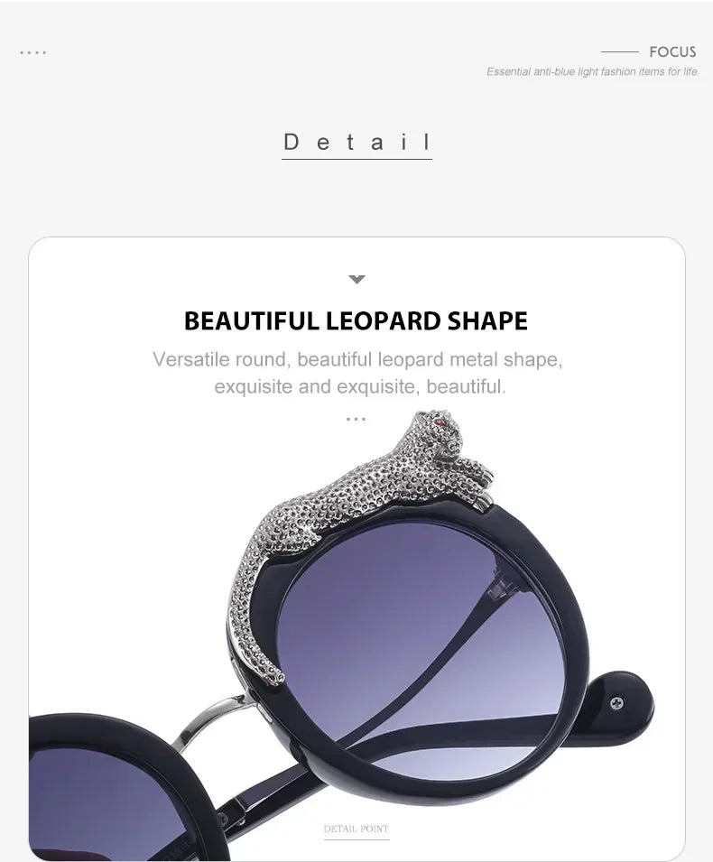 2025 Steampunk Metal Leopard Sunglasses Women Men Personalized Round Frame Sun Glasses Ladies Sunshade UV400 Gafas De Sol