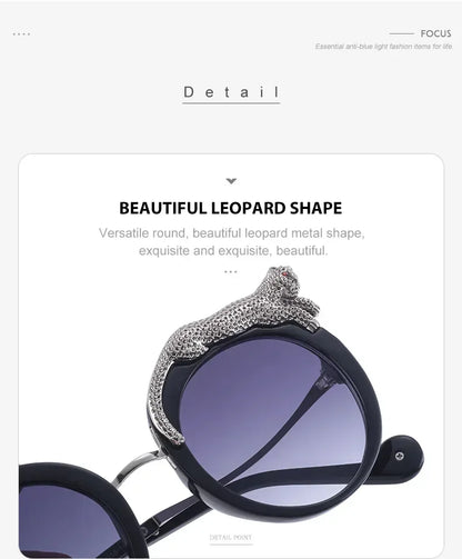 2025 Steampunk Metal Leopard Sunglasses Women Men Personalized Round Frame Sun Glasses Ladies Sunshade UV400 Gafas De Sol