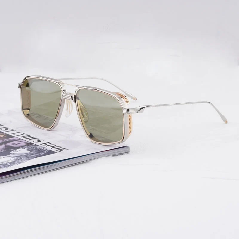 Jagger Limited Edition Sunglasses Square Metal 10th Anniversary Handmade Double Bridge Alloy Gradient UV400 High Quality Glasses
