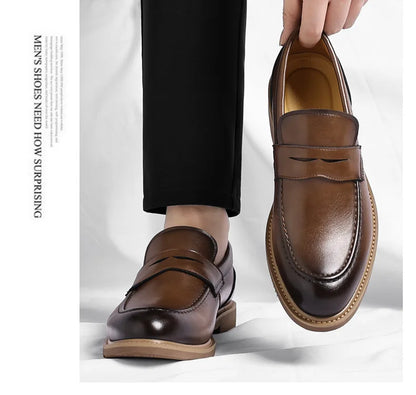 British Style Business Casual Shoes for Man Spring Autumn New Designer Leather Shoes Male Solid Color Men's Dress Elegant Shoe