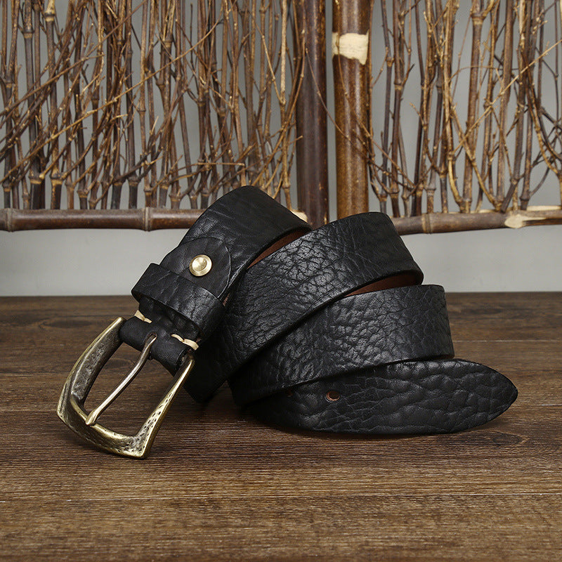 3.8CM Men High Quality Genuine Leather Belt Luxury Copper Buckle Belts Thickening Pure Cowskin Vintage Strap Male Jeans for Man
