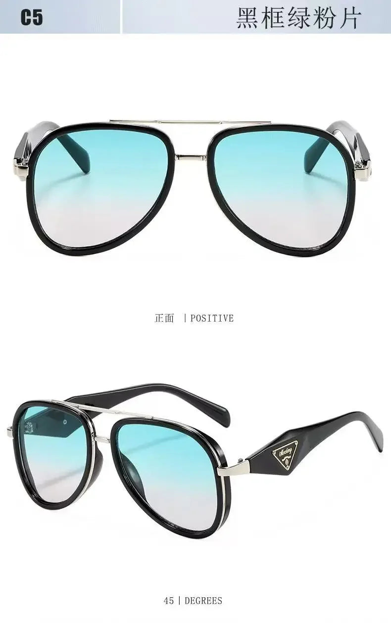 Retro Aviator Tortoiseshell Sunglasses UV400 Protection Metal Frame Shades Luxury Sun Glasses Fashion Eyewear Unisex Oversized