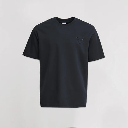 Men's Heavyweight 280g 2026 Summer New Cotton Solid Color Short Sleeve T-Shirt Crew Neck Triangle Label All-match Minimalist Tee