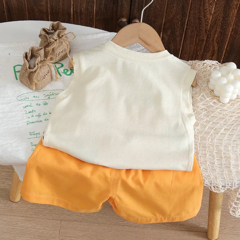 Summer Girls Clothes Suit Children Boys Vest Shorts 2Pcs/Sets Kids Infant Baby Boys Clothing Sports Costume Toddler Tracksuits
