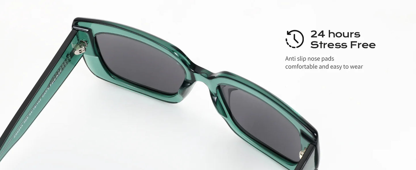 Women Large Rectangle Polarized Sunglasses Thick Frame UV400 Protection Acetate Square Sun Glasses Fashion Shade