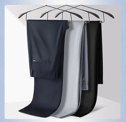 Mulberry Silk Pants Men's Summer Thin Breathable Business Casual Loose Trousers Straight Non-iron Solid Color Plus Size 3colors