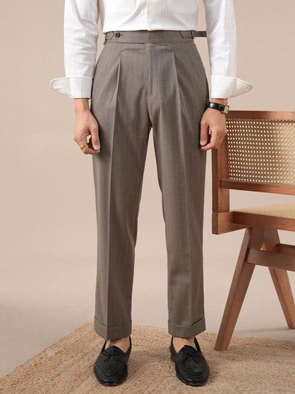 Striped Men Pants Business Double-pleated Versatile Suit Trousers High-waisted Pantalon De Vestir Hombre Dress Pants For Men