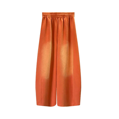 Women's Jeans Orange Mid Low Waist Washed Retro Wide Leg Loose Sports Kpop Hip-hop Street Pants Fashion Women's Pants
