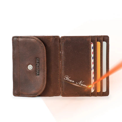 Magic Wallets Genuine Leather Men Slim Wallets RFID Card Holders Money Clip Ultra Thin Small Mini Wallets for Men Gift