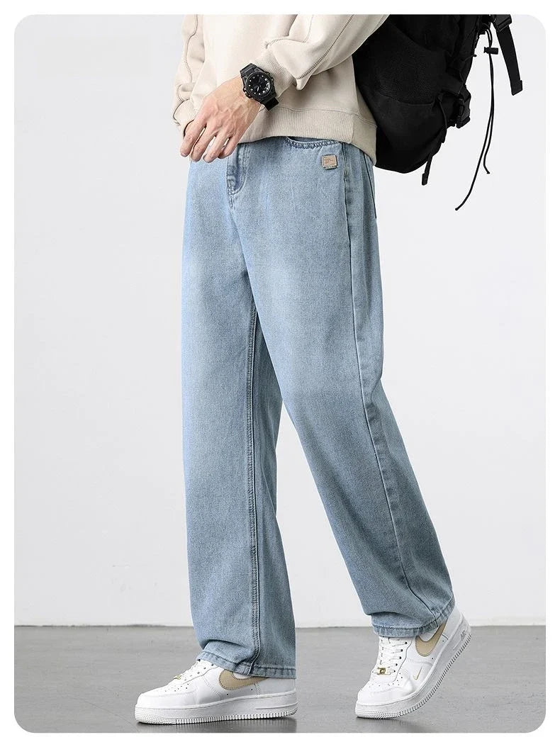 Spring Autumn New Men's Straight Vintage Fit Jeans Casual Trousers High Quality Male Korean Fashion Baggy Wide Leg Denim Pants