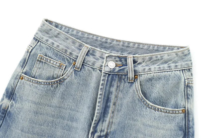 Wide-leg high-waisted jeans  women's classic everything with five pockets washed soft comfortable ultra-long jeans6045022