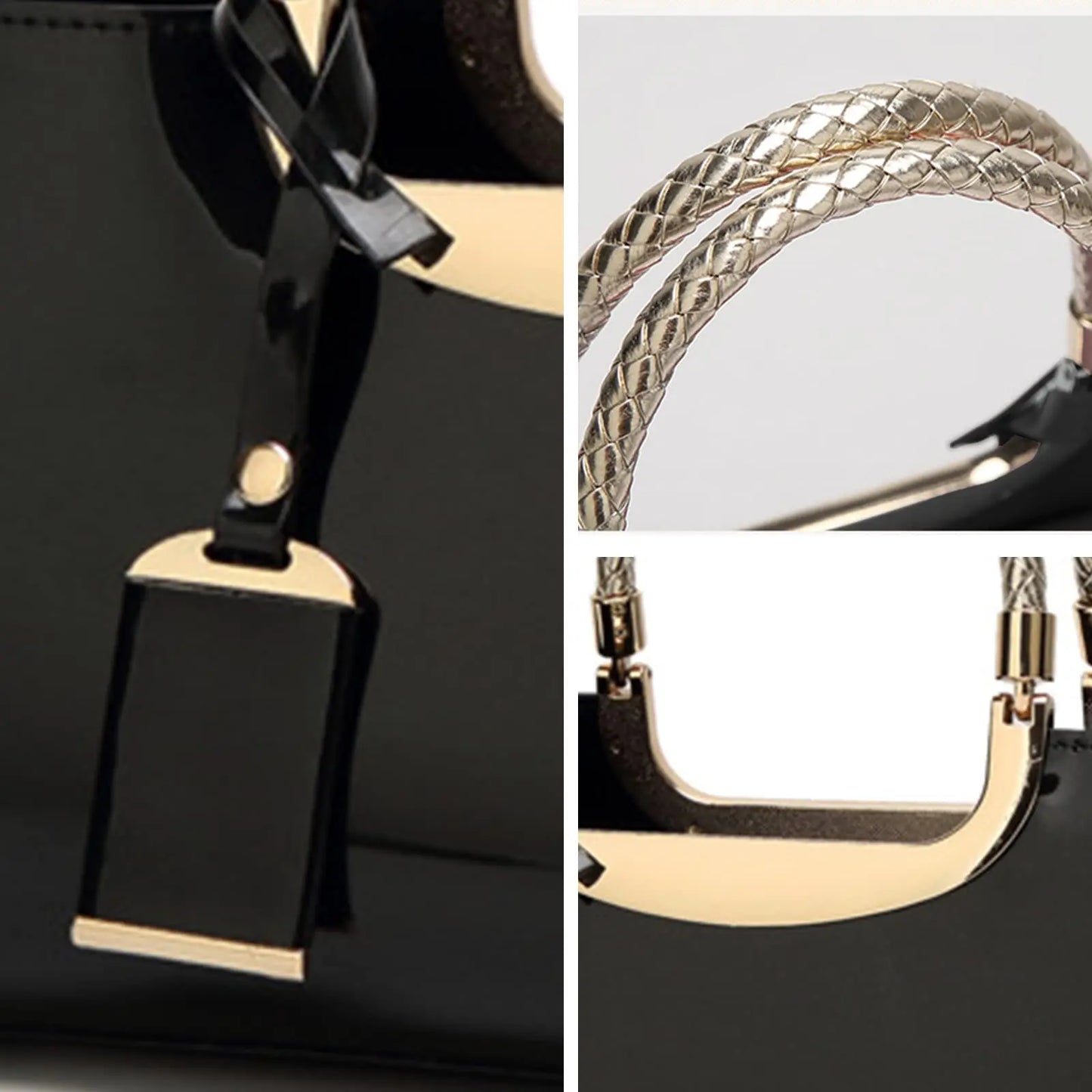 Elegant ladies' evening handbag - shoulder bag, patent leather glossy leather PU leather crossbody bag