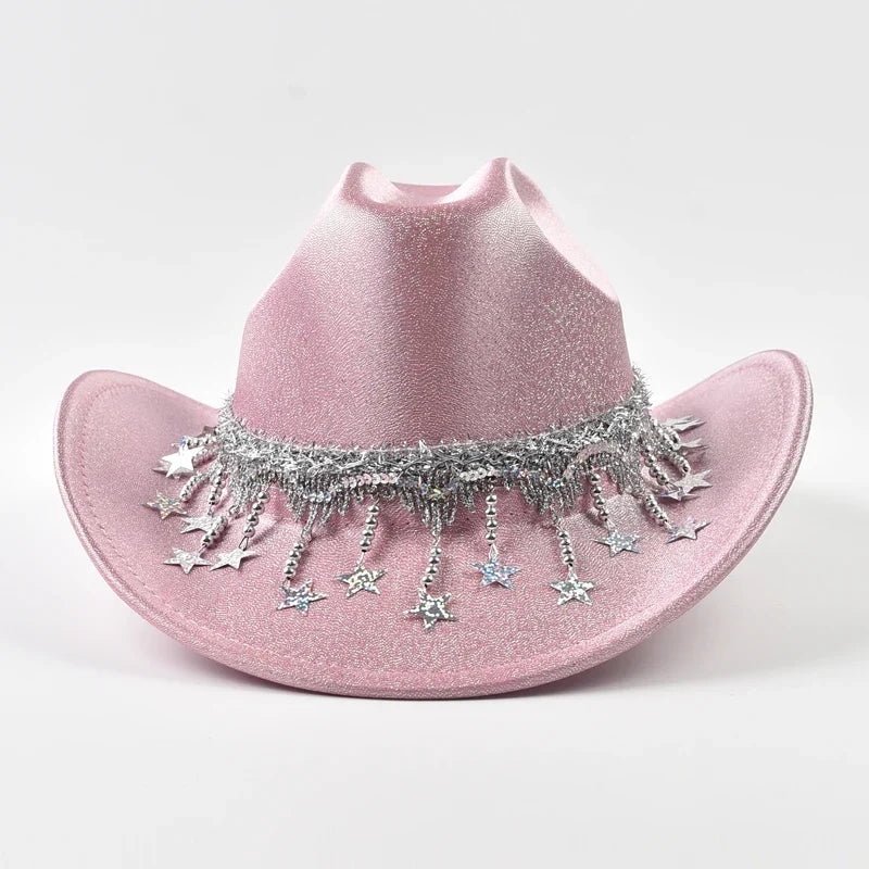 Women Sequin Fedora Hat With Rhinestone Ribbons Fashion Festival Party Wedding Dress Hats Cowgirl Jazz Cap