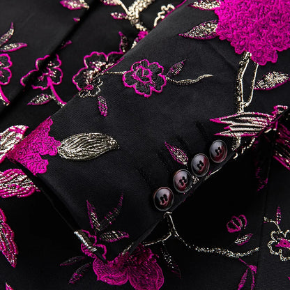 New Vintage Luxurious Jacquard Floral Suit Jacket Men Wedding Banquet Club Party Dress Singers Tuxedo Slim Fit Blazers Hommes