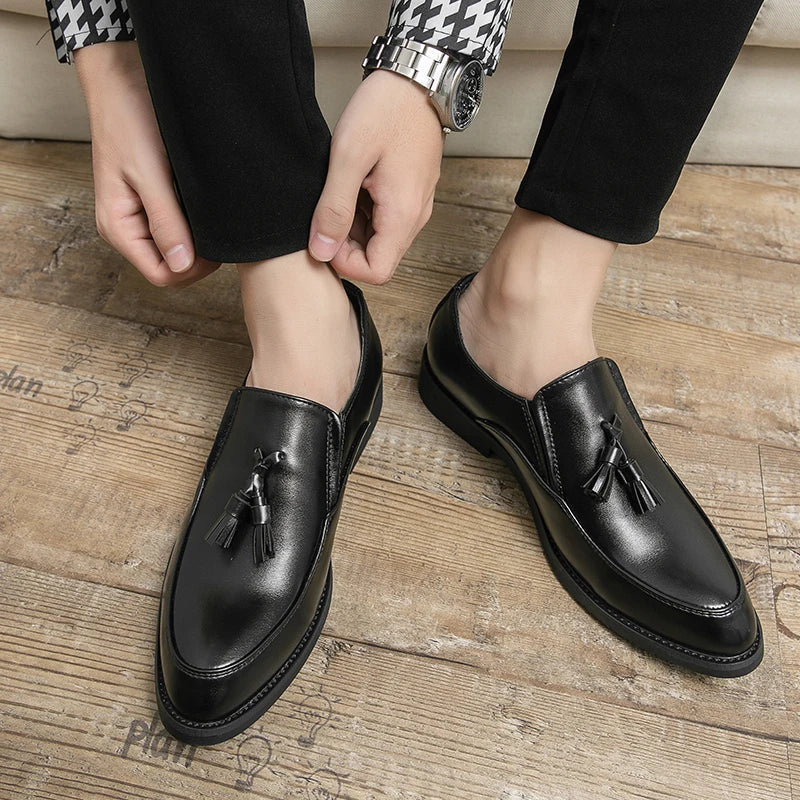 Luxury Designer Mens Business Formal Leather Dress Black Brand Casual Shoes Wedding for Men Office Luxury Flats Footwear Loafers