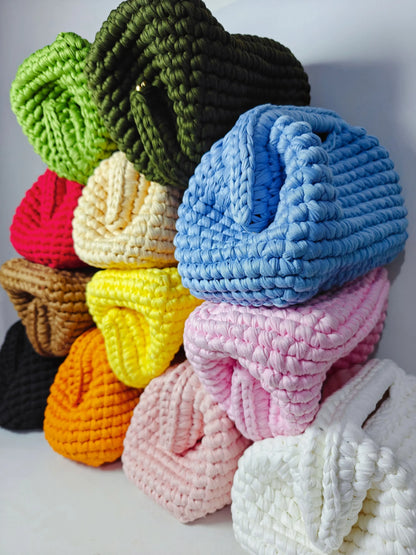Yingzi Small Crochet Cluth Bag with Handle Handmade Evening Bag Makeup Bag