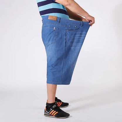 Men Extra Large Size Shorts Knee-length Summer Breeches Denim 2024 Male Bermuda Classic Stretch Plus Size Big 8XL Men Short Jean