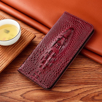 Crocodile Genuine Leather Magnetic Flip Case For iPhone 16 16e 15 14 11 12 13 Pro X XS Max Plus Mini SE 2025 All-inclusive Cover