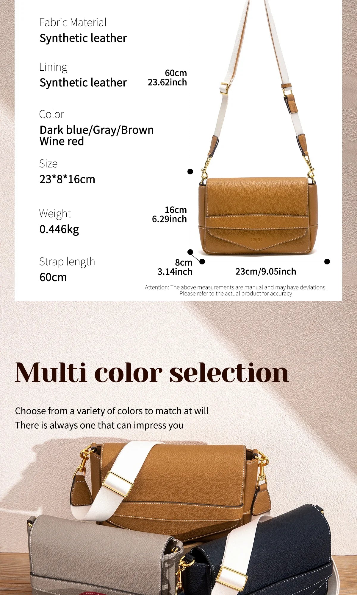 Shoulder Bag Simple High Quality Grey Texture Flip Cover Bag Soft Square Bag Women's Commuter