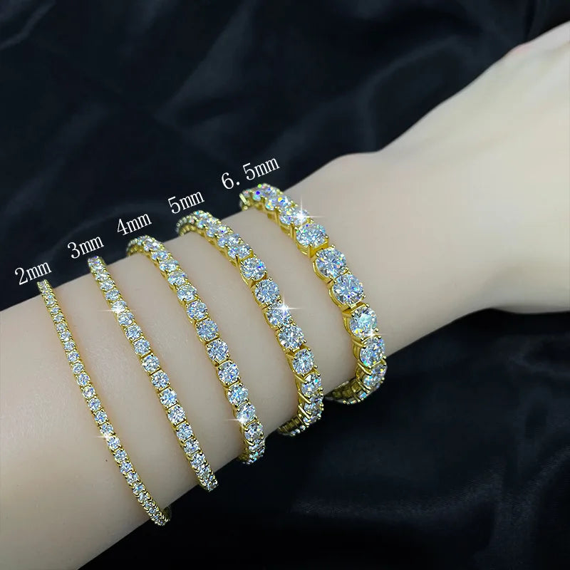 Luxury  Jewelry VVS Moissanite  Sterling Silver 925 Fashion Moissanite Tennis Chain Bracelet and Necklace For Women