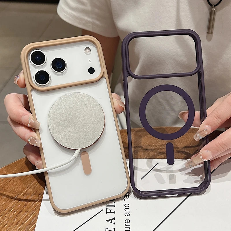 New 17 pro max Clear Magnetic Phone Case for iPhone 17 Air 17 pro max Magsafe Candy Color Transparent Protector Back Cover