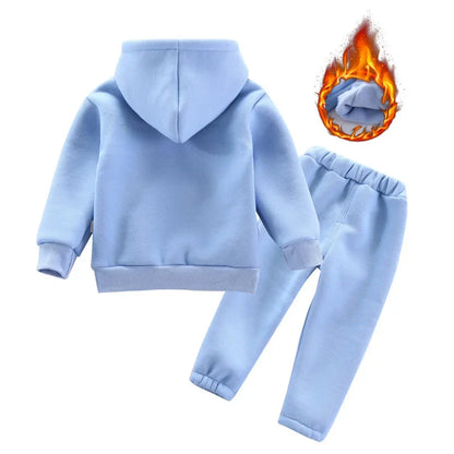 New Autumn Winter Fashion Baby Girls Clothes Children Boys Thicken Hoodies Pants 2Pcs/Set Toddler Sports Costume Kids Tracksuits