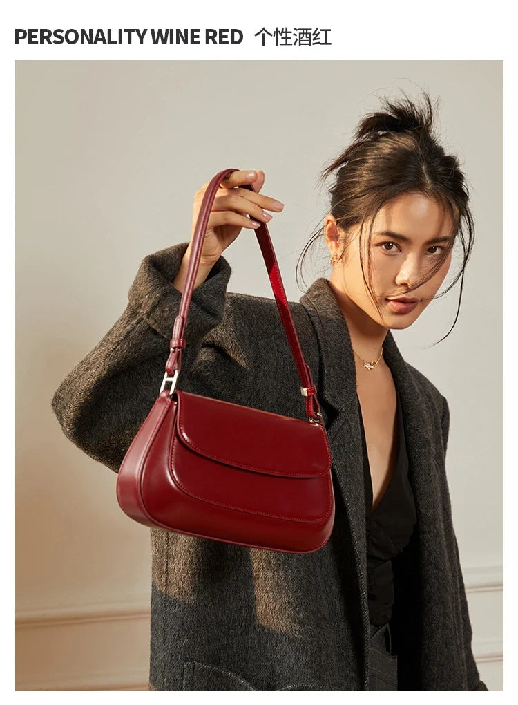 crossbody bags underarm cowhide Genuine leather handbags women vintage shoulder bag female luxury bags womens high quality 2026