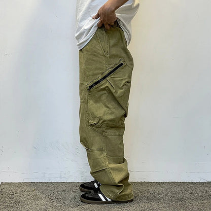 American Streetwear Army Green Cargo Pants For Men High Quality Hip Hop Skateboard Baggy Pants Korean Fashion Trousers Male