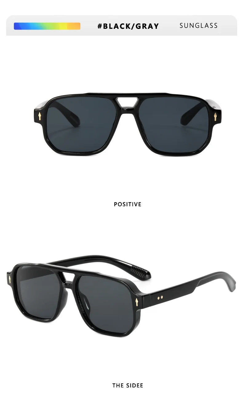 Square Sunglass Men Retro Vacation Yellow Sunglasses Women Trendy Vintage Fashion Glasses Luxury Gafas De Sol Hombre Zonnebril