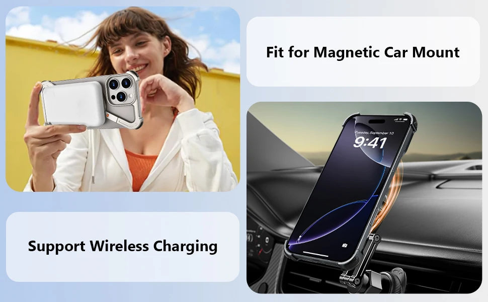 Z Case for iPhone 16 15 14 13 12 Pro Max for Magsafe 360°Rotatable Magnetic Kickstand Metal Frameless Bumper Phone Cover