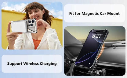 Z Case for iPhone 16 15 14 13 12 Pro Max for Magsafe 360°Rotatable Magnetic Kickstand Metal Frameless Bumper Phone Cover