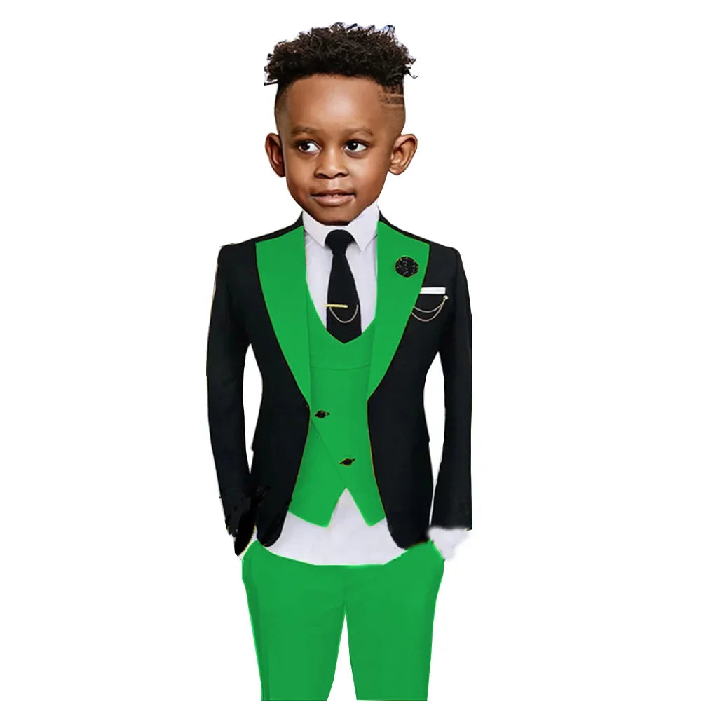 Colorful Kids Fashionable Suit Set 3 Pieces Performance Costumes High Quality Boys Suits Wedding Guest Tuxedo 2-20T