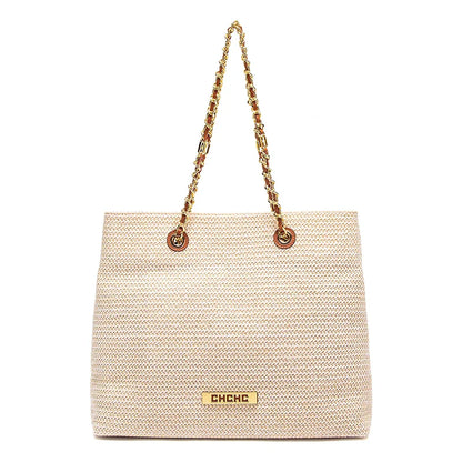 Fashion Classic Retro Stripe Women's New Chain Bag Large Capacity PP Material Women's Shoulder Bag