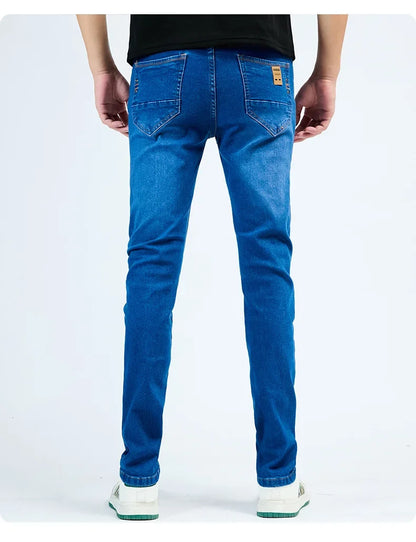 2025 Autumn Men's White Slim Fit Straight Jeans Casual Stretch Denim Pants Comfortable Fashion Streetwear Male Brand Clothing
