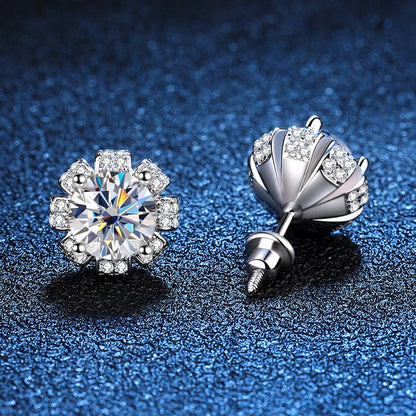 2ct Moissanite Earring s925 Sterling Sliver Plated 18k White Gold Wedding Engagement Jewelry Screw Earrings For Woman