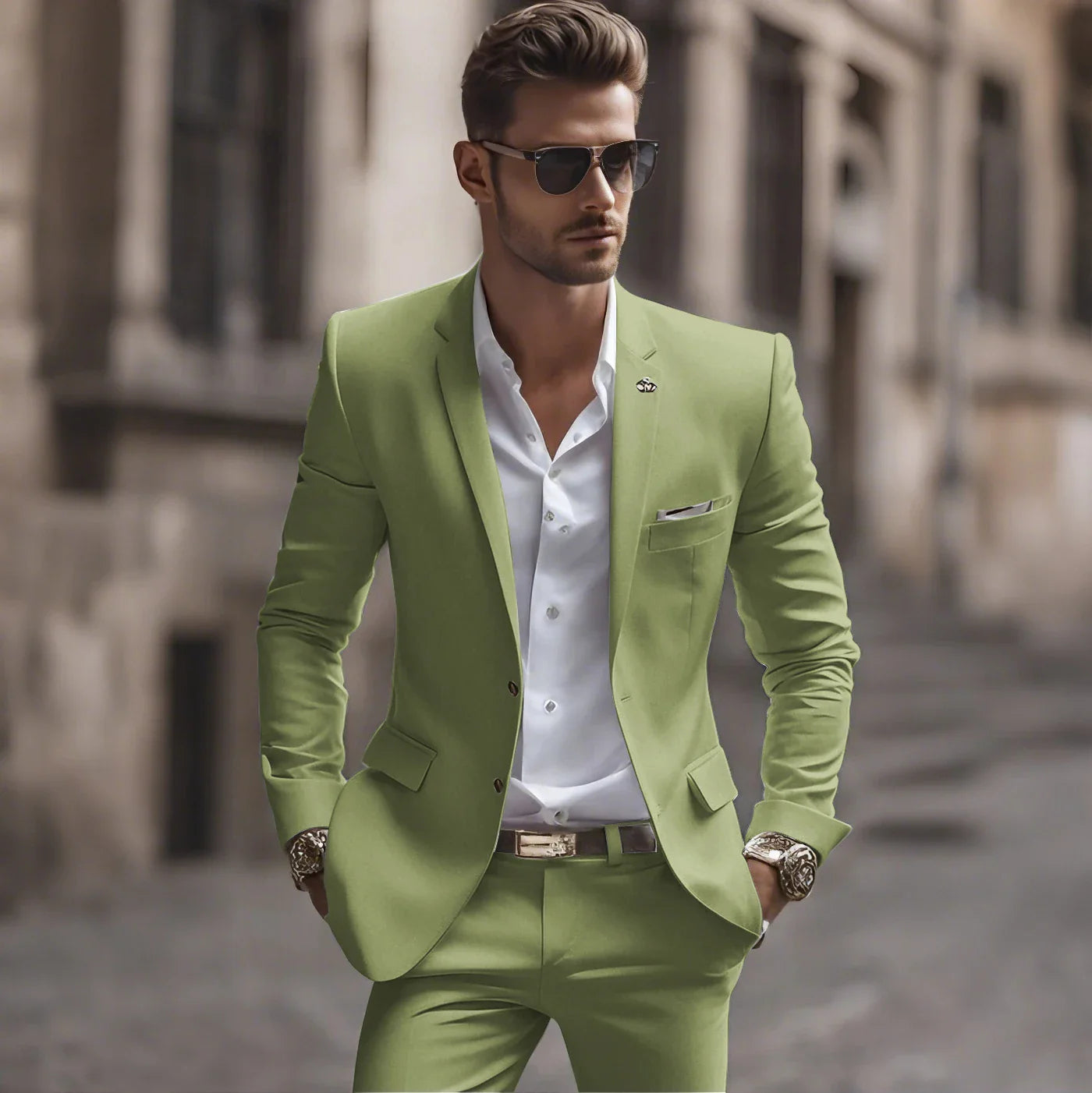 Summer White Men Suits Two Piece Fashion Notch Lapel Single Breasted Suit Slim Fit Elegant Smart Casual Groom Wedding Tuxedo