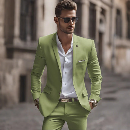 Summer White Men Suits Two Piece Fashion Notch Lapel Single Breasted Suit Slim Fit Elegant Smart Casual Groom Wedding Tuxedo
