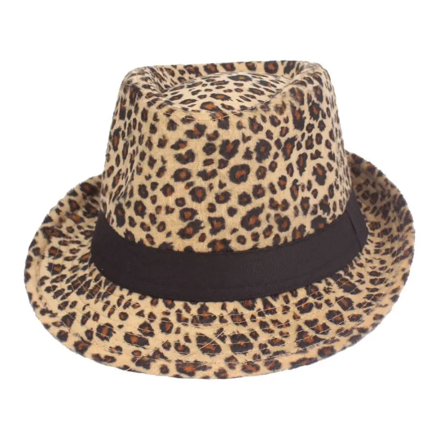 Autumn Winter Women's Fashion Top Hat Sexy Fashion Jazz Hat British Retro Gentleman Hat Men Leopard Animal Fedoras Top Party Hat
