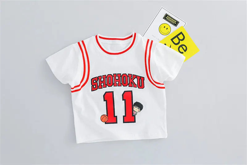 Children Cotton Clothes Baby Boys Sport Set Sport BasketBall O-Neck T-shirt Shorts 2Pcs/sets Infant Fashion Toddler Tracksuits