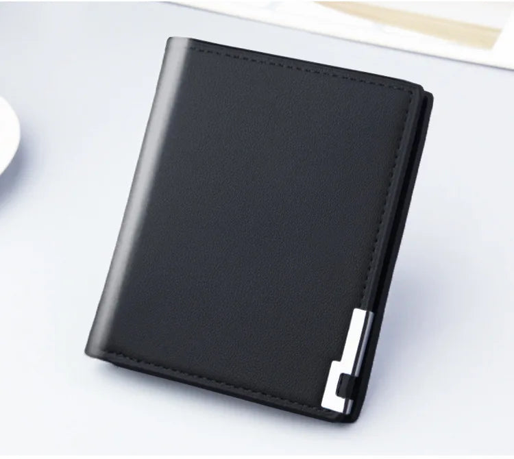 Short Men Wallets Card Holder Photo Holder Slim Male Print Wallet High Quality PU Leather Money Bag New Kpop Small Men's Purse