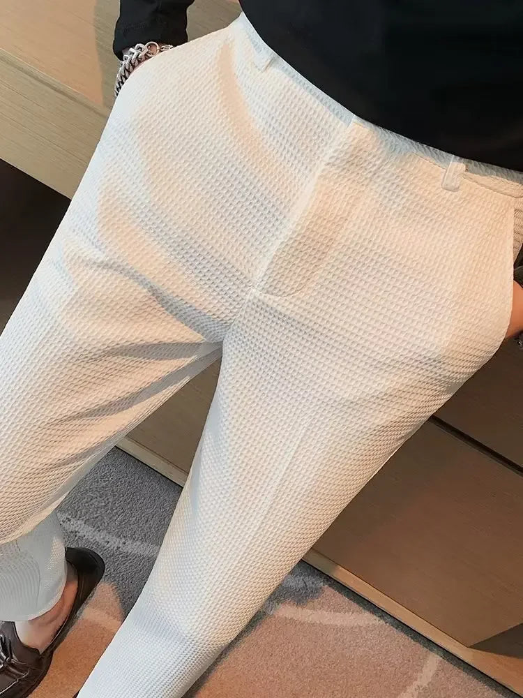Spring Summer Men's Smart Casual Suit Pants Fashion Slim Fit Solid Color Youthful Vitality Suit Trousers Men Korean Dress Pants
