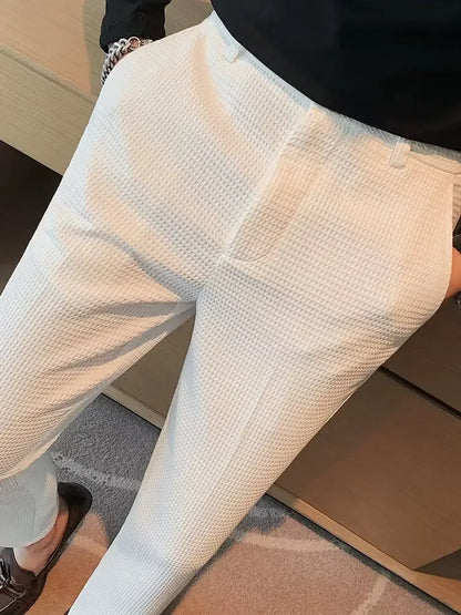 Spring Summer Men's Smart Casual Suit Pants Fashion Slim Fit Solid Color Youthful Vitality Suit Trousers Men Korean Dress Pants