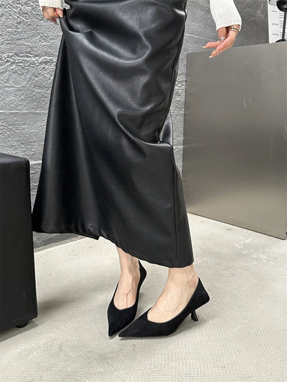 2024 Autumn Pointed Toe Women Sexy Shallow Slip On Pumps Shoes Fashion Thin High Heel Ladies Elegant Dress Shoes Mujer